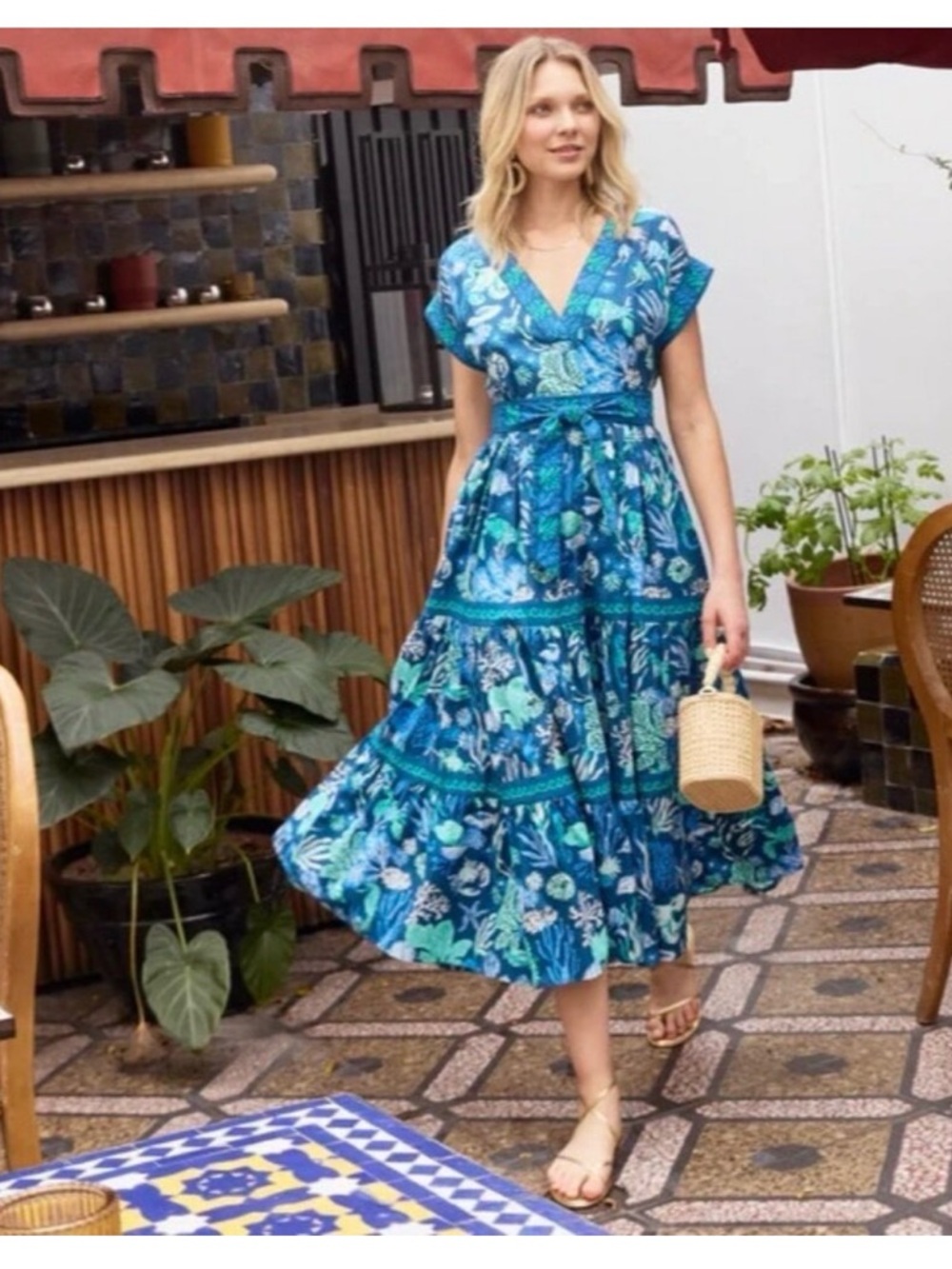 NWOT Printfresh Beachy Keen Oceania Tiered Dress S